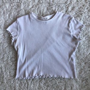 white lettuce edge crop top